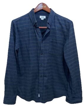 COMO Men's Striped Long-Sleeve Button-Down Shirt Medium